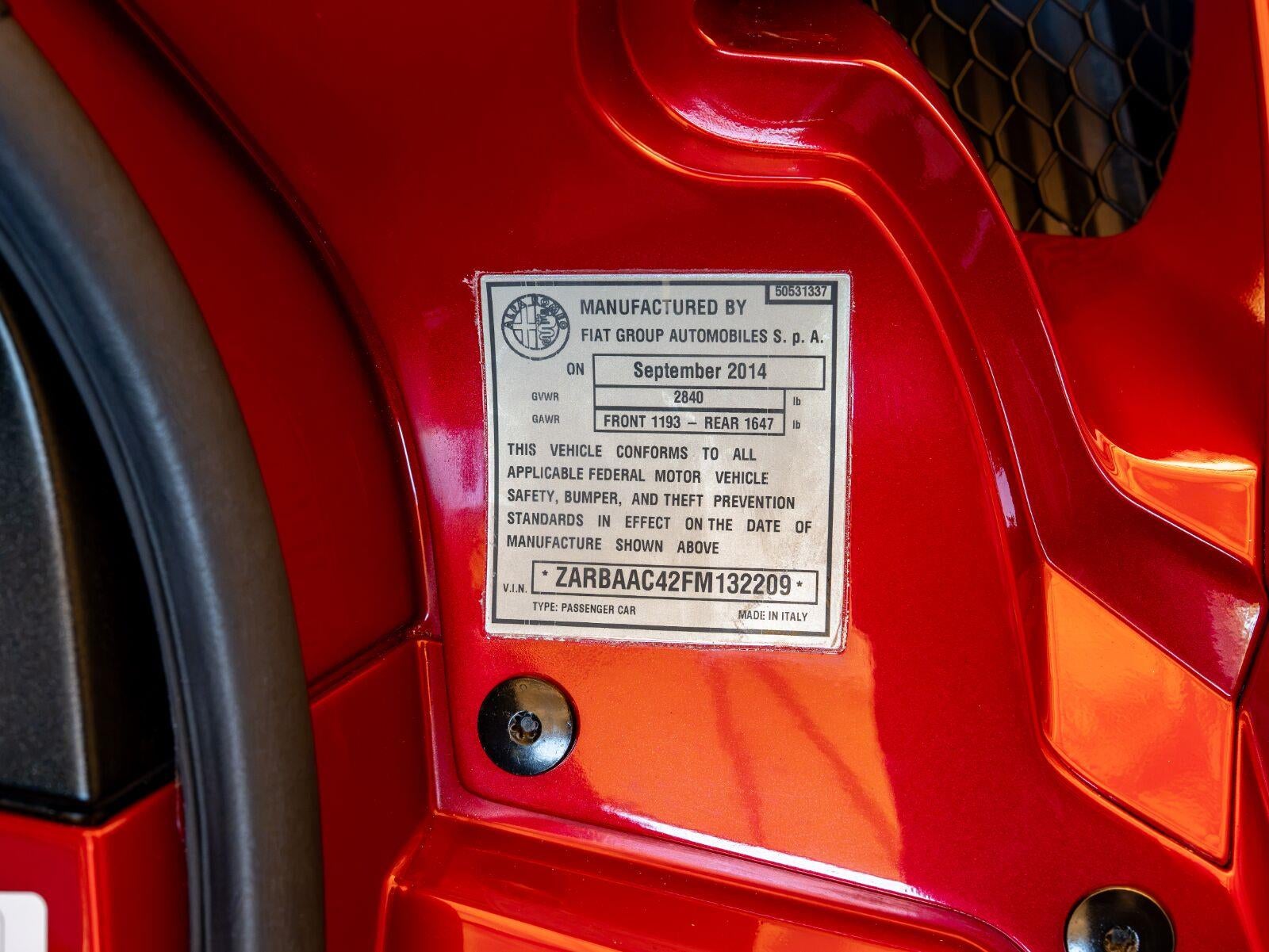 2015 Alfa Romeo 4C Launch Edition