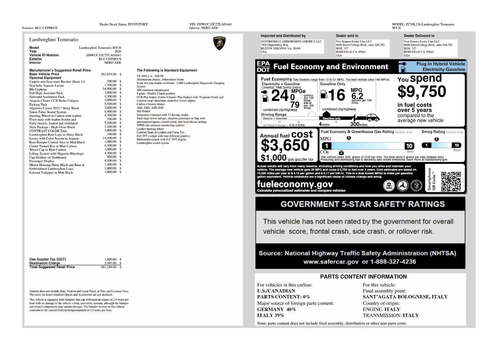 2026 Lamborghini Temerario Coupe
