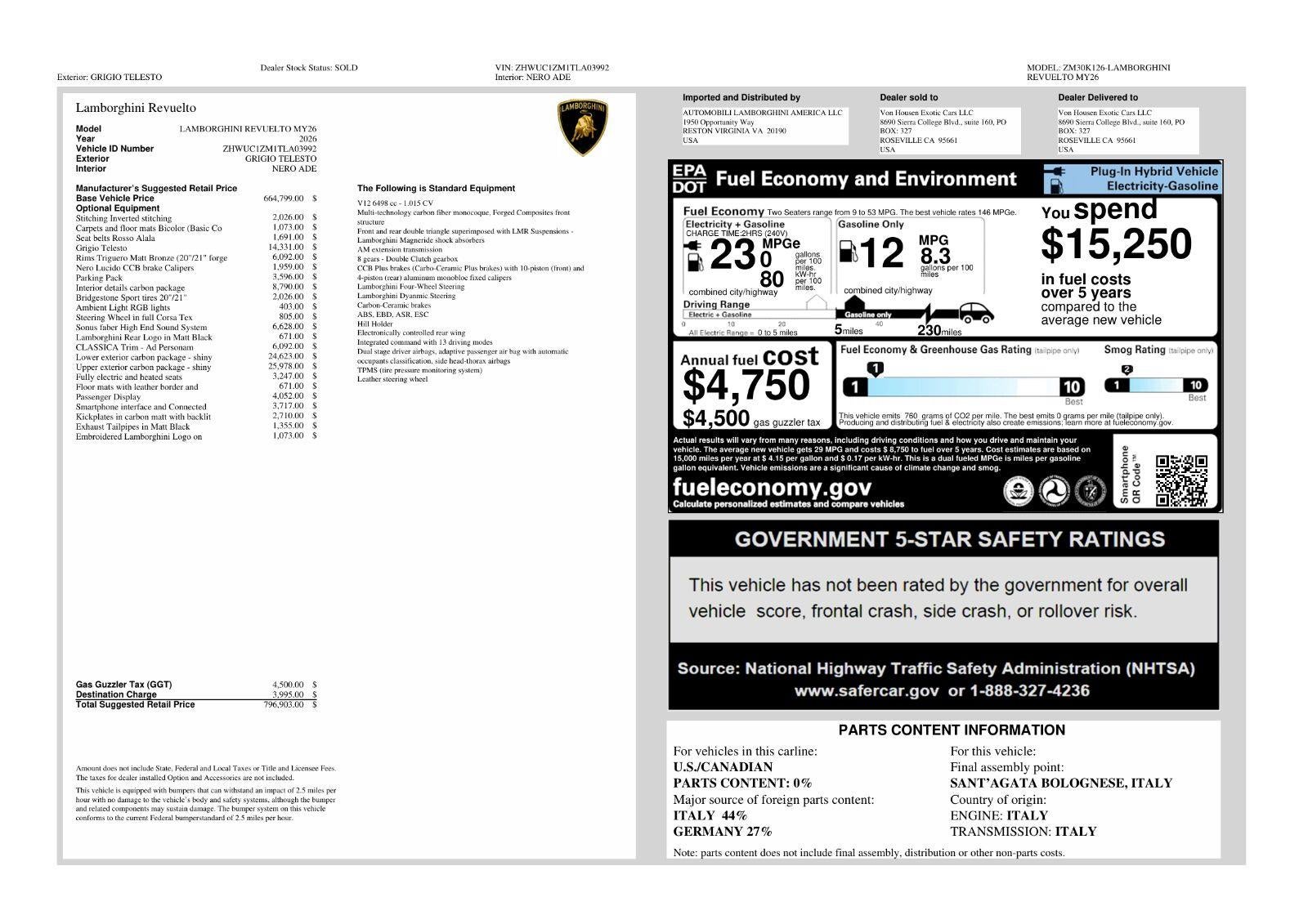 2026 Lamborghini Revuelto Coupe