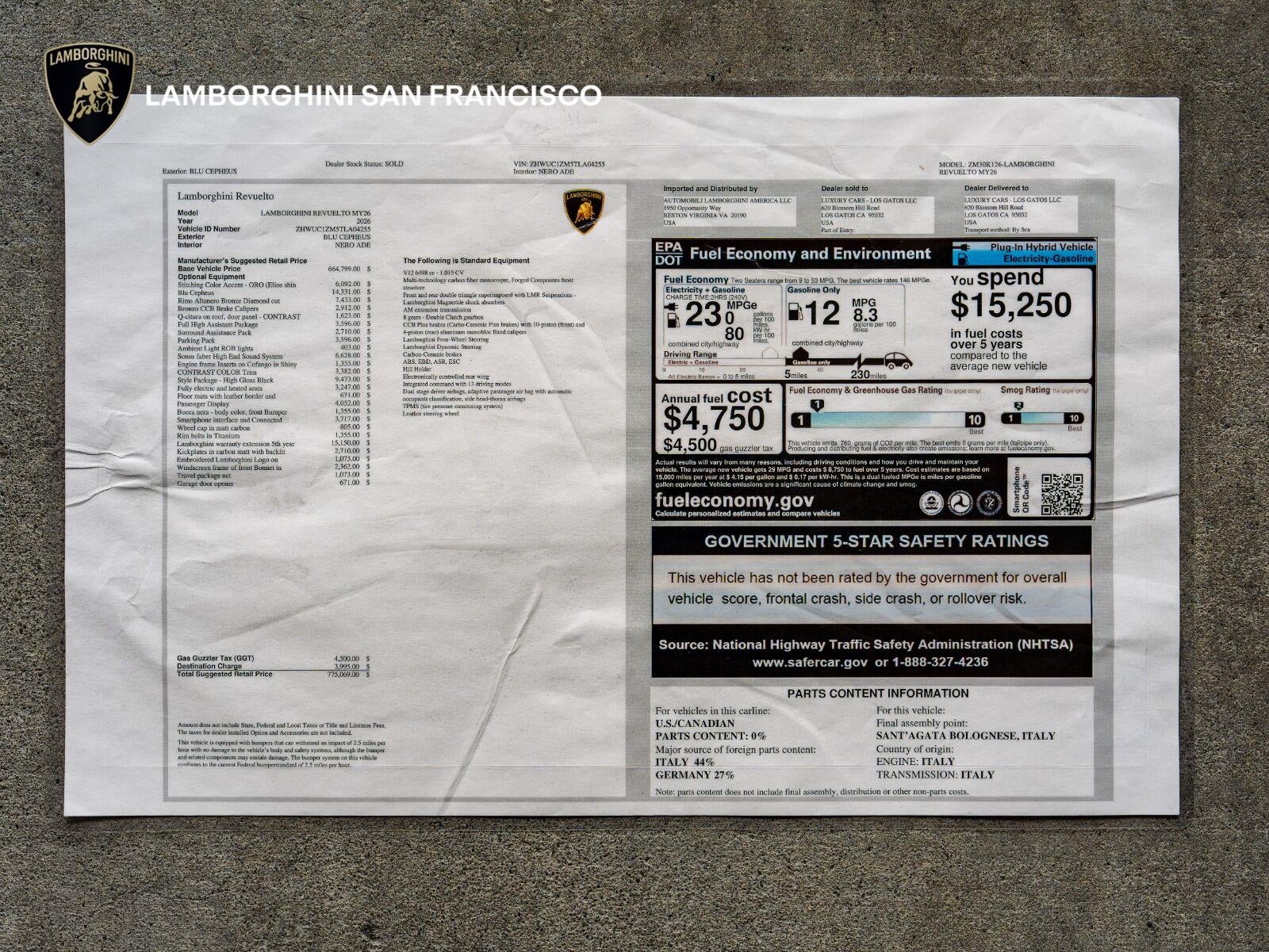 2026 Lamborghini Revuelto Coupe