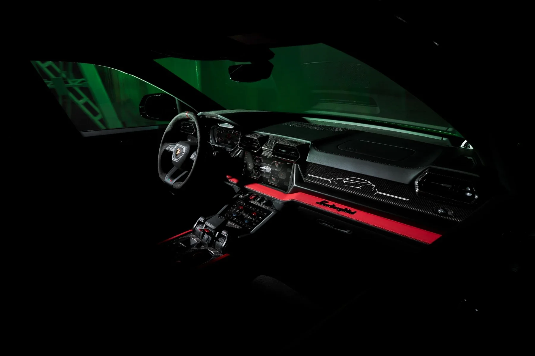 Lamborghini Urus SE Tettonero interior dashboard and passenger cabin
