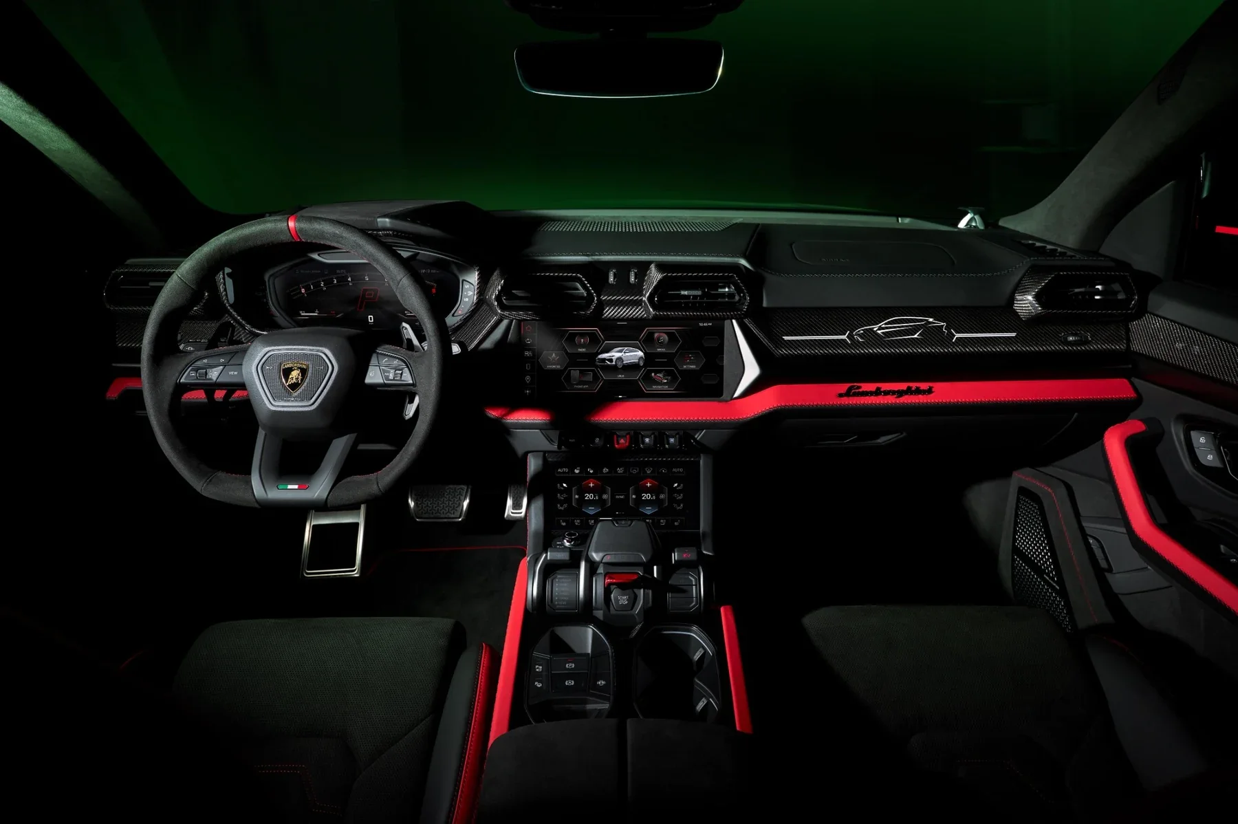 Lamborghini Urus SE Tettonero driver cockpit and steering wheel